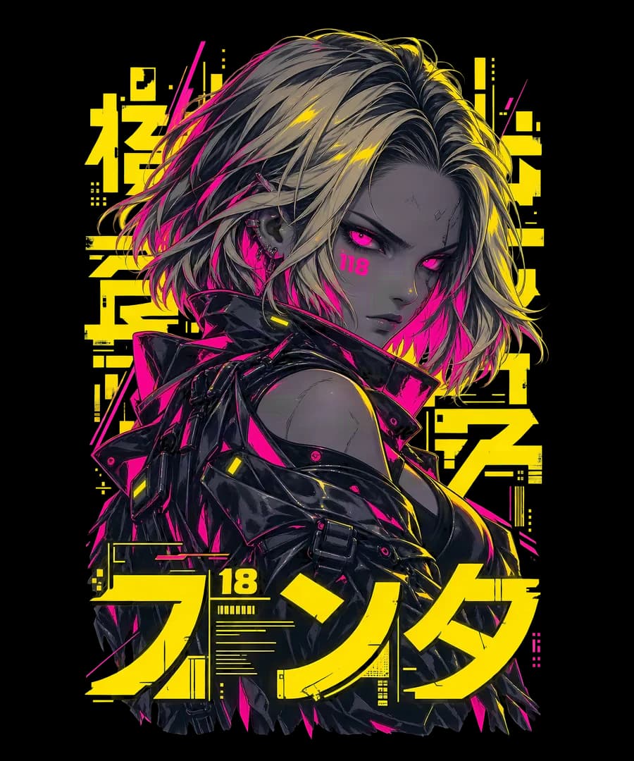 Ausgewogen generiertes Cyberpunk-Design für dunkle Textilien