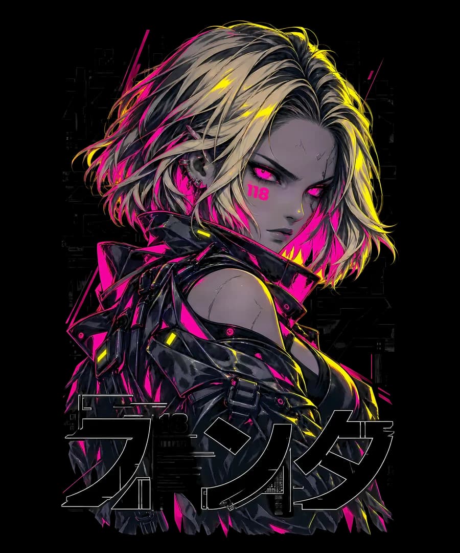 Ausgewogen generiertes Cyberpunk-Design für helle Textilien